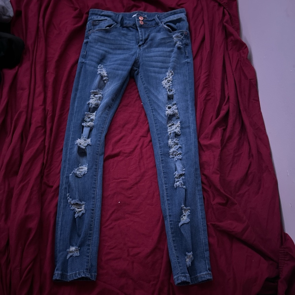 Rue21 Blue Skinny Distressed Jeans